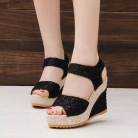 Flat bottom high heel sandals (Option: black-37)