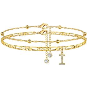 26 Letters Anklet Zircon Letters Simple (Option: I)